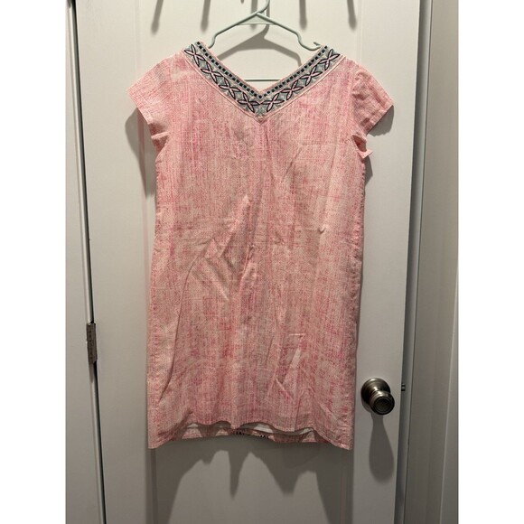 Tori Richard Women’s Dress Size 2 Pink Resort Embroidered V-Neck Hawaiian - Picture 4 of 4